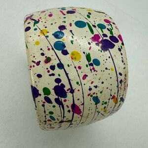 80s Paint Splatter Bracelet Vintage Abstract Artistic Statement Cuff Multi-Color